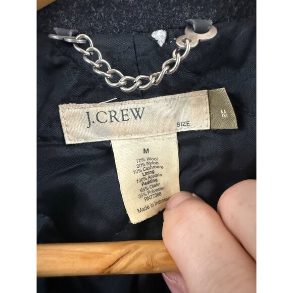 J. CREW Pea Coat Women Size Medium Charcoal Black Wool Cashmere Double Breasted - Picture 5 of 16